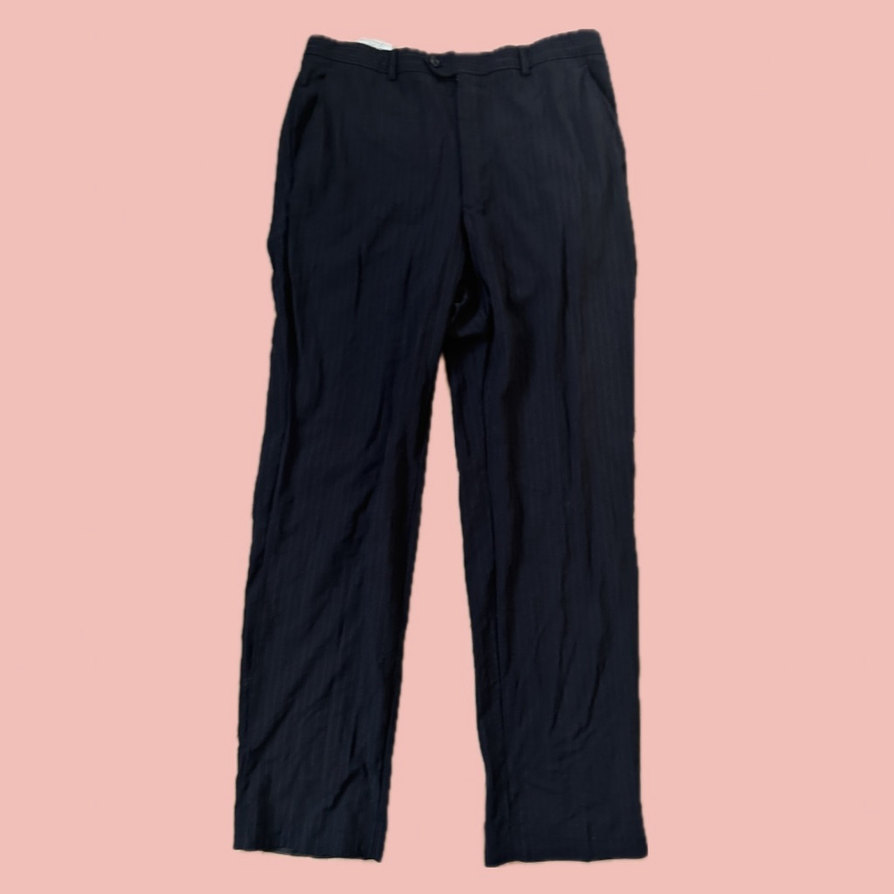 Armani Collezioni Black Pinstripe Trousers Wool Tailored – Classic Fit